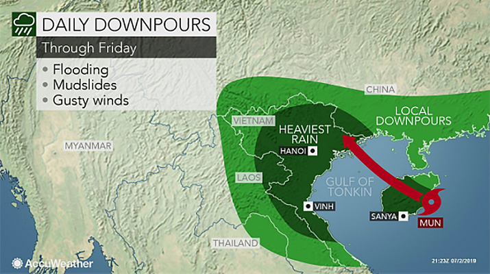 Изображение для новостной статьи - Тропический шторм Мун затронет север и северо-восток Таиланда