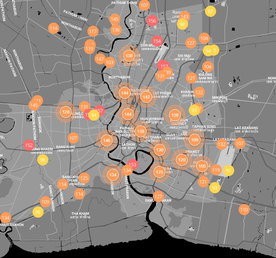 Уровень загрязнения воздуха в Бангкоке 1 октября 2019 года
