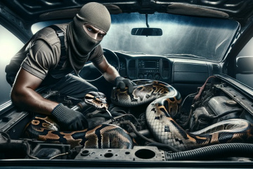 Изображение для анонса к статье - Неожиданный пассажир: Спасение питона из автомобиля!